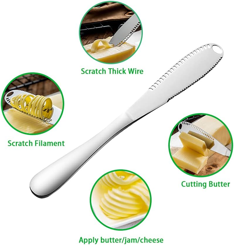 NA – Cuchillo de mantequilla 3 en 1, cuchillo esparcidor de mantequilla para mantequilla fría, una herramienta indispensable para procesar