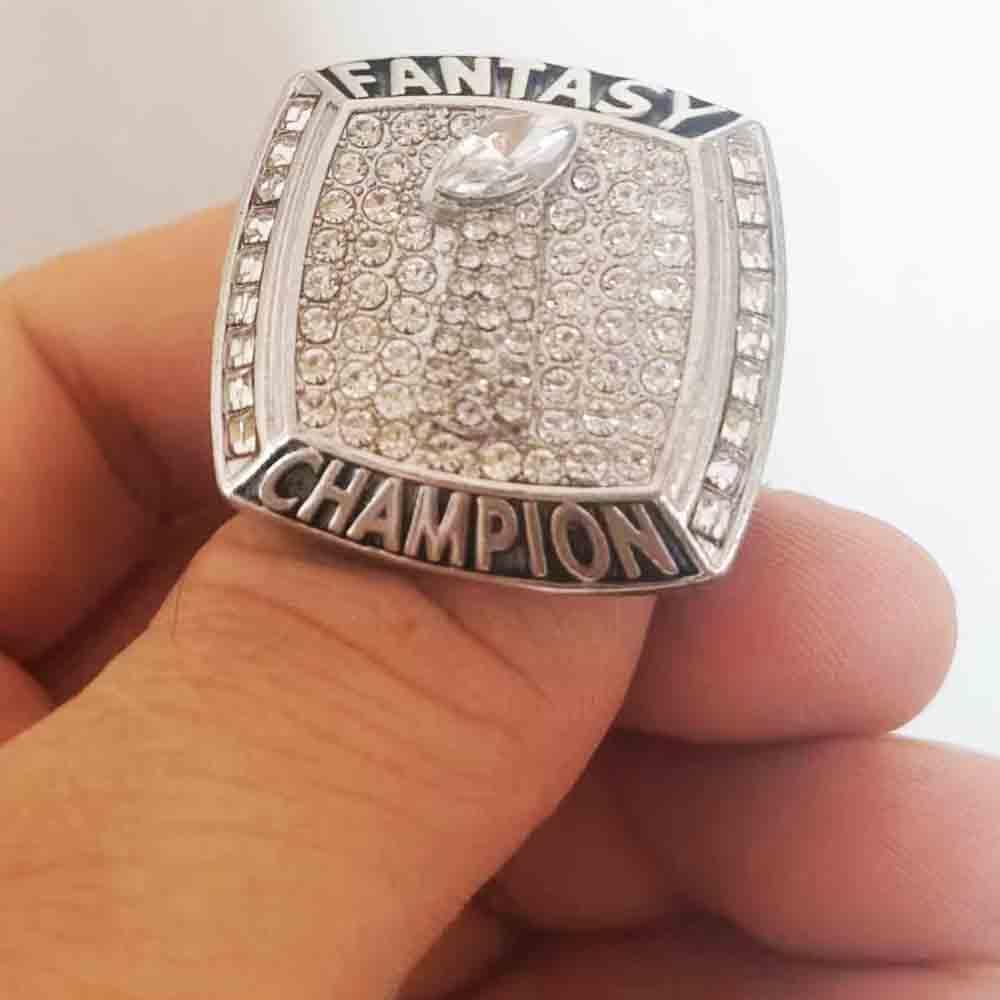Fantasía Fútbol Anillo Trofeo Premio Premio Deporte MVP Ganador FFL League Champion Ring Con caja