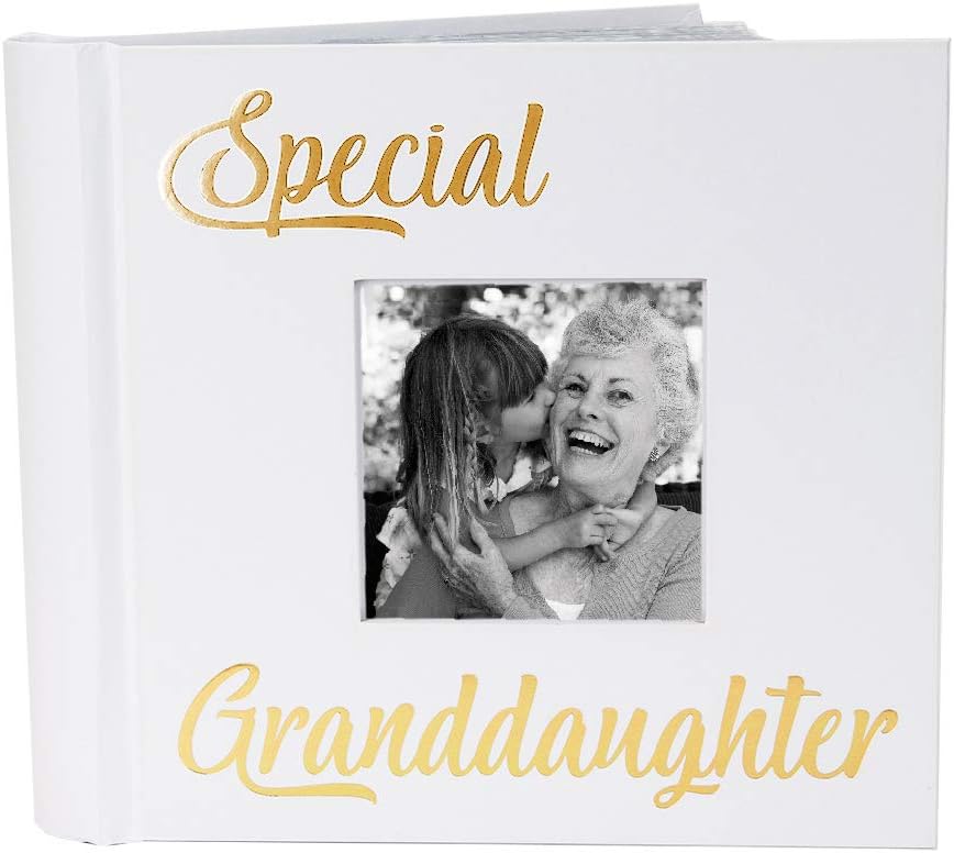 Álbum de fotos de nieta especial blanco moderno con texto dorado – Capacidad para 80 fotos de 4 x 6 pulgadas, idea de regalo perfecta para nieta