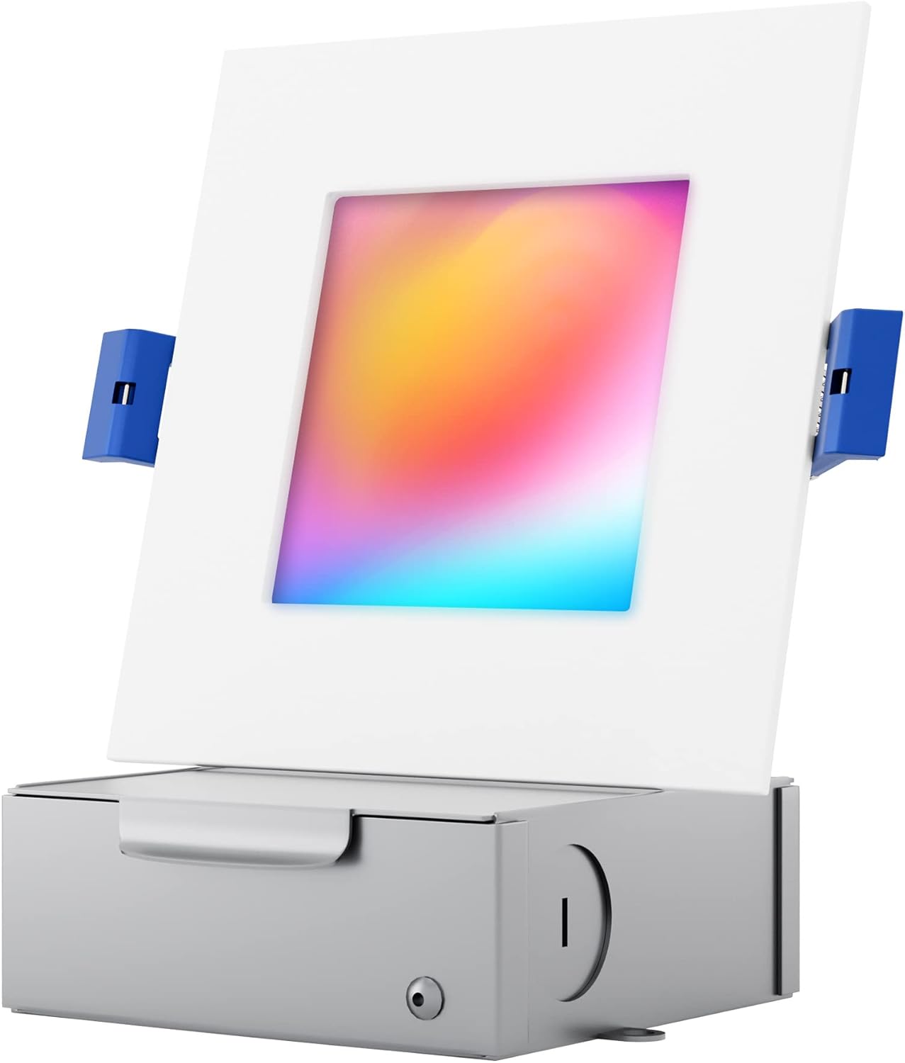 Luz LED inteligente empotrable delgada de 4 pulgadas, cuadrada, aplicación WiFi y control de voz, 120 V, 9 W, 600 LM, RGB + 2700K-6000K,