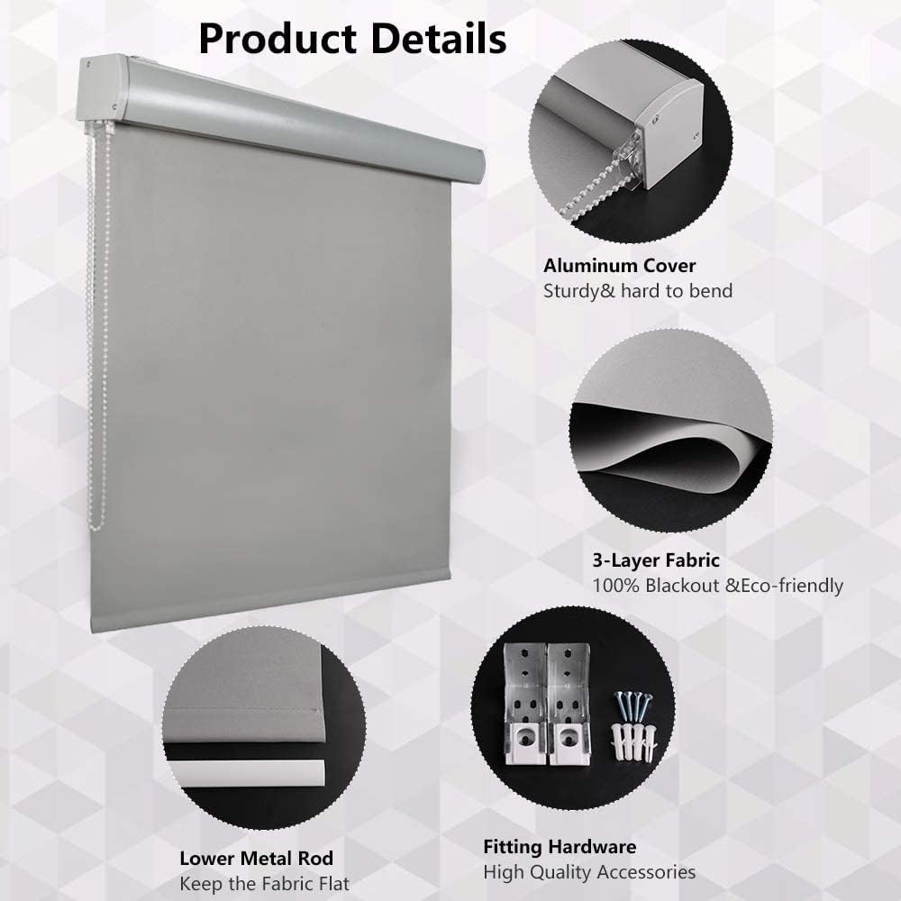 LUCKUP Persianas enrollables opacas con cubierta de cenefa, impermeable, protección UV, de privacidad, tela con aislamiento térmico para dormitorio,