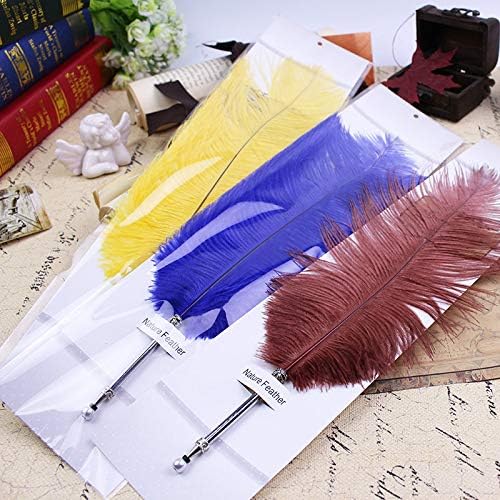 SpyShop Hermoso bolígrafo de pluma de avestruz de escritura pluma pluma recepción boda conjunto (azul rey)