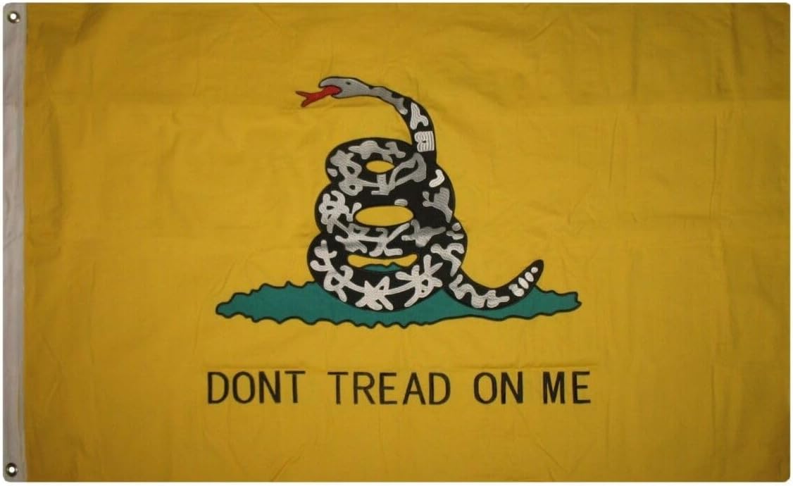 Premium 3×5 Embroidered Gadsden Tea Party Double Sided 100% Cotton Flag with clips