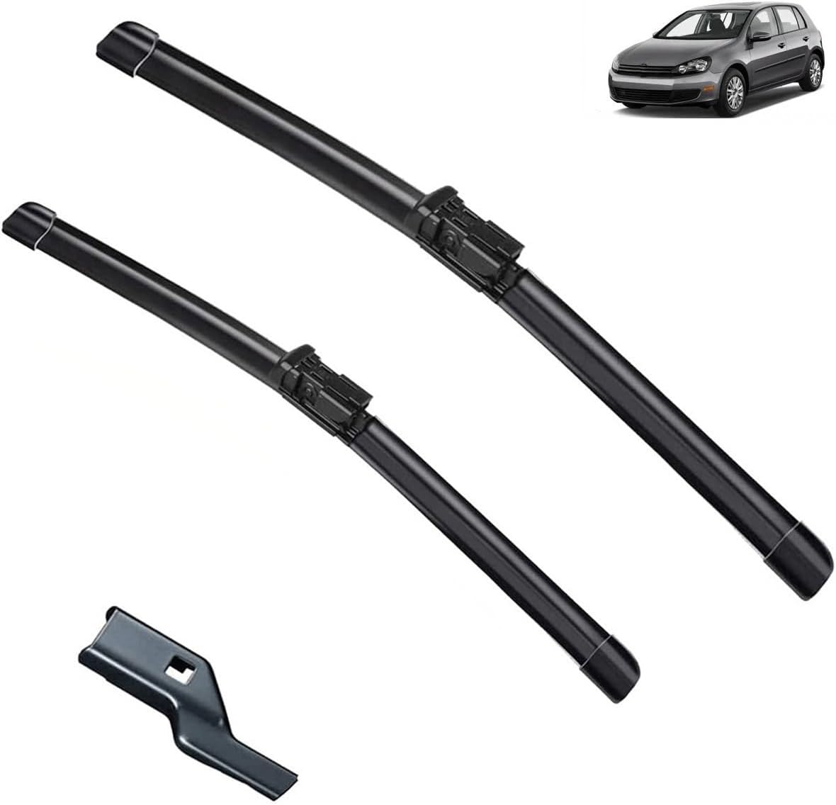 Wiper Front Wiper Blades Compatible with VW Golf 6 2009-2012 Windshield Windscreen Clean Window Car Rain Brushes 24″+19″
