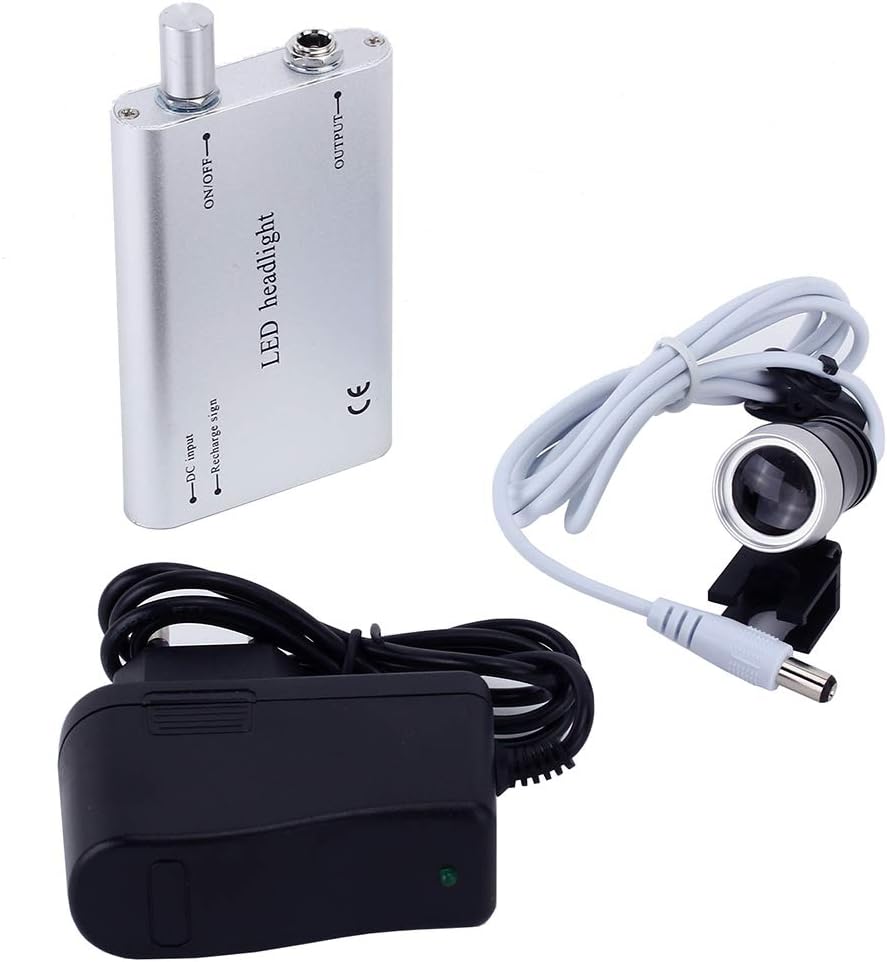Linterna LED portátil recargable para cirugía lupas medical binocular lupas (plateado)