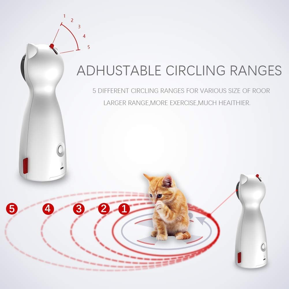 umosis Juguete láser automático para gatos interactivos para gatos de interiorgatitosperros (blanco)