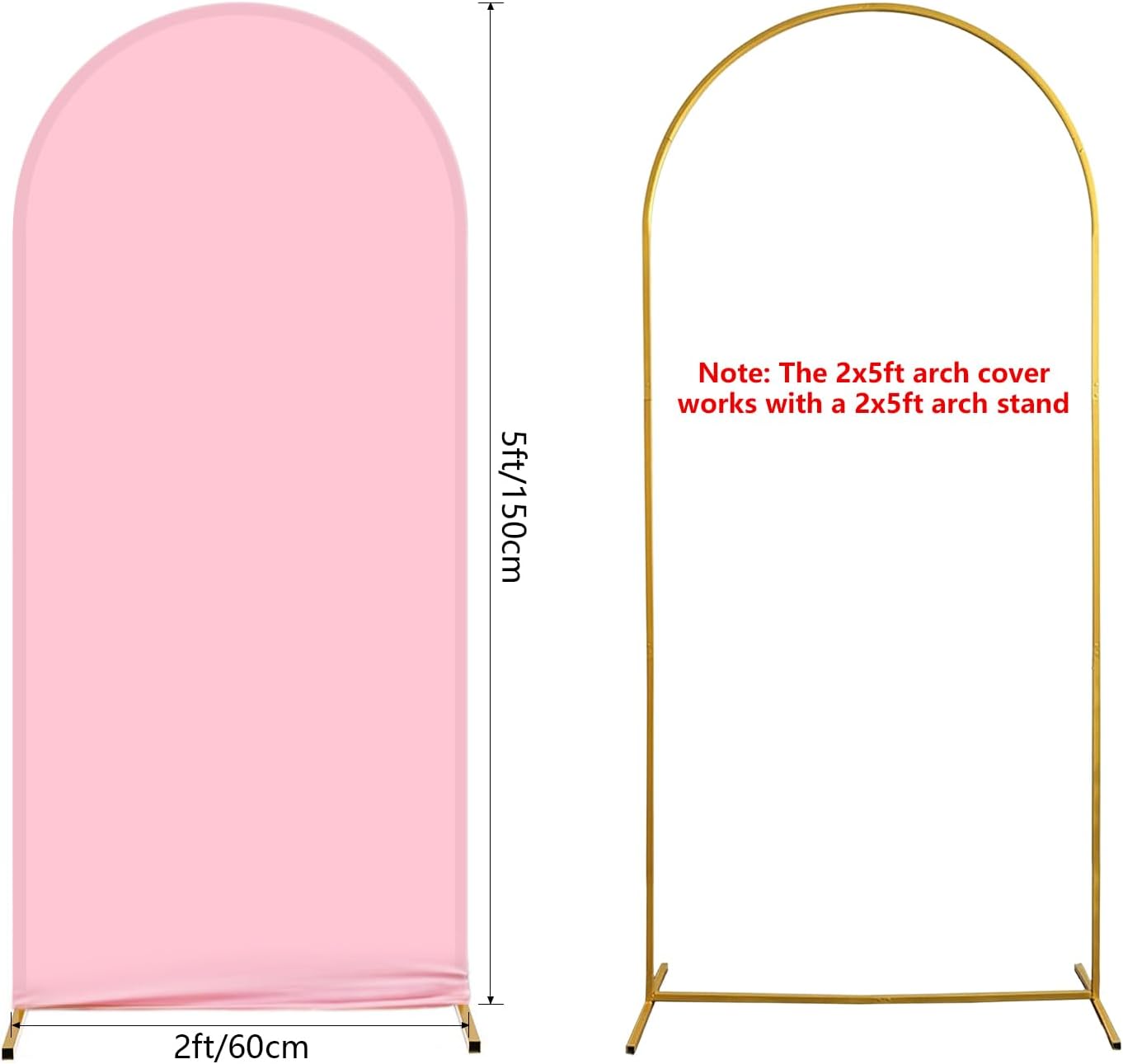 Telón de fondo de pared de arco rosa de 2 x 5 pies, cubierta de fondo redondo para el día de San Valentín, cubierta de marco de arco de 2 caras,