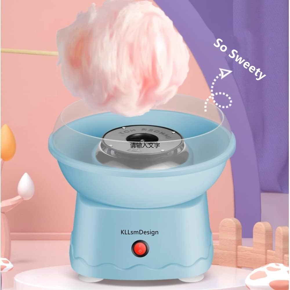 KLLsmDesign Máquina de algodón de azúcar para niños, máquina eléctrica portátil de algodón de azúcar con 10 conos reutilizables y cuchara de azúcar