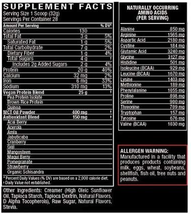 Driven Proteína vegana en polvo (2 libras)  100% a base de plantas, aminoácidos esenciales + superalimentos ricos en antioxidantes  Limpio, sin