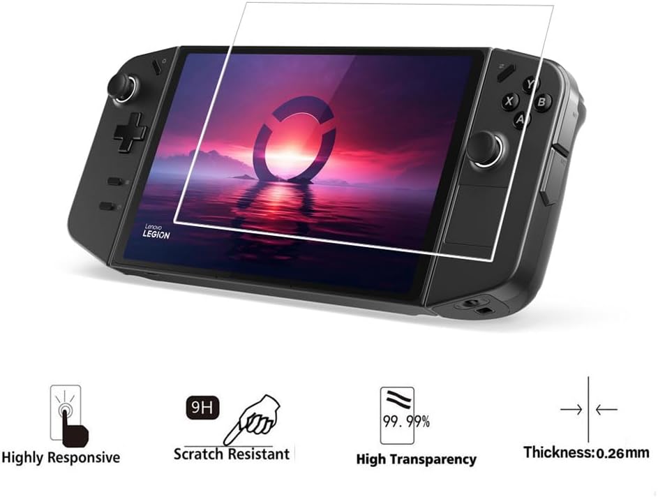 Walieoka – Protector de pantalla compatible con Lenovo Legion Go, película protectora de vidrio templado de dureza 9H, resistente a los arañazos,