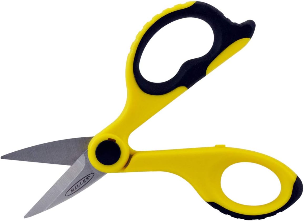 Miller KS-2 Tijeras de Kevlar de fibra óptica con bolsa para cinturón, tijeras de utilidad fácilmente portátiles para electricistas y técnicos que