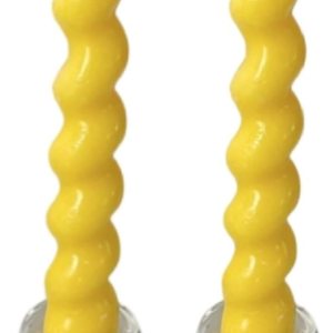 Juego de 2 velas cónicas en espiral amarillas de 7.5 pulgadas de alto, sin goteo y sin humo, velas largas, candelabros altos, cena en casa, fiesta, Juego de 2 velas cónicas en espiral amarillas de 7.5 pulgadas de alto, sin goteo y sin humo, velas largas, candelabros altos, cena en casa, fiesta,