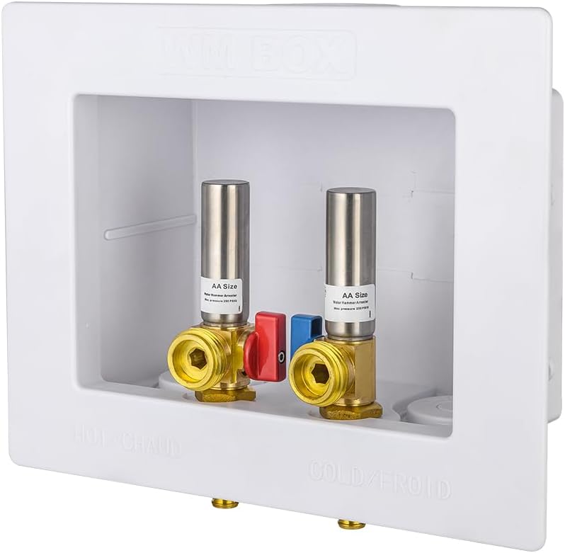 EFIELD Doble drenaje 12 pulgada PEX conexión de crimpado x 34 pulgadas MHT lavadora caja de salida con martillo de agua de acero inoxidable