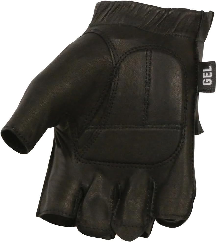 Milwaukee Leather SH442 – Guantes de mano de motocicleta para hombre, con acolchado de gel de piel, color negro