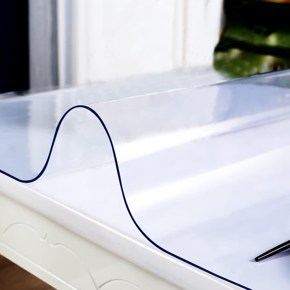 Protector de PVC transparente de 16 x 42 pulgadas para escritorio, cubierta de vinilo transparente resistente para mantel de mesa, mesa de oficina,
