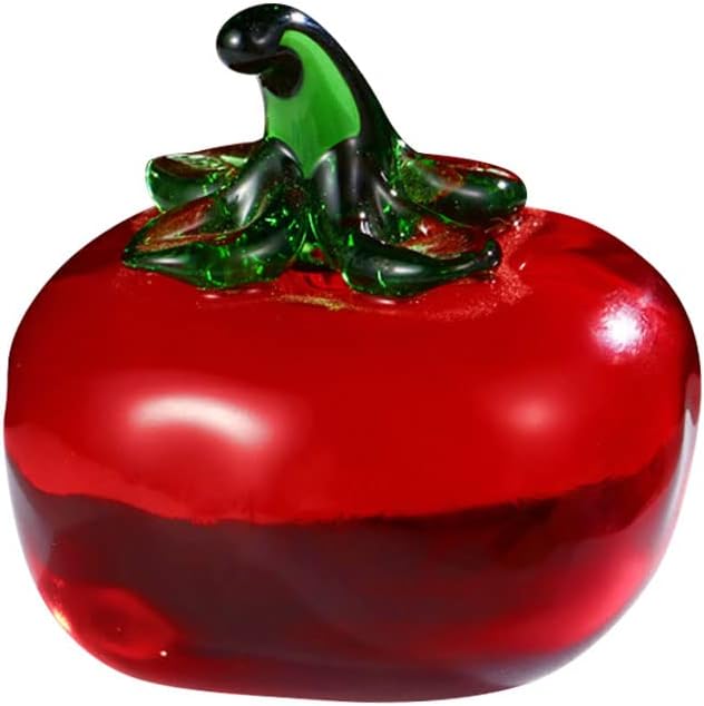 Adorno decorativo de estatua de tomate de cristal, figura de cristal de fruta artificial, pisapapeles de mesa, adorno de cristal para oficina en