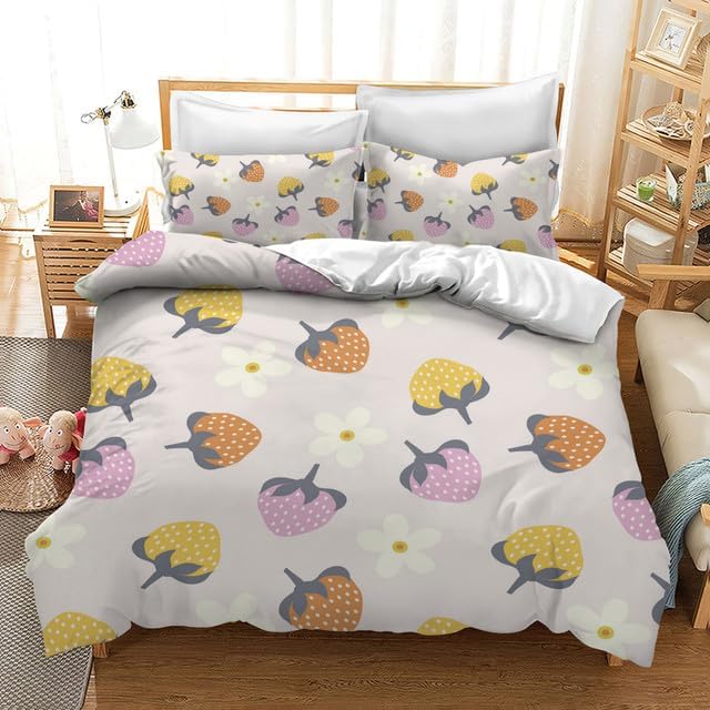 Juego de funda de edredón de 3 piezas para niña, diseño floral botánico, microfibra suave con 2 fundas de almohada, sin edredón, tamaño individual