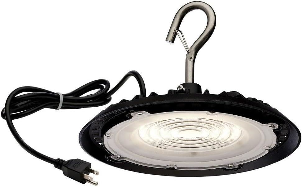 Satco 65960 Hi-Pro – Luz LED redonda de 8 pulgadas, luz utilitaria UFO, 60 vatios, color negro