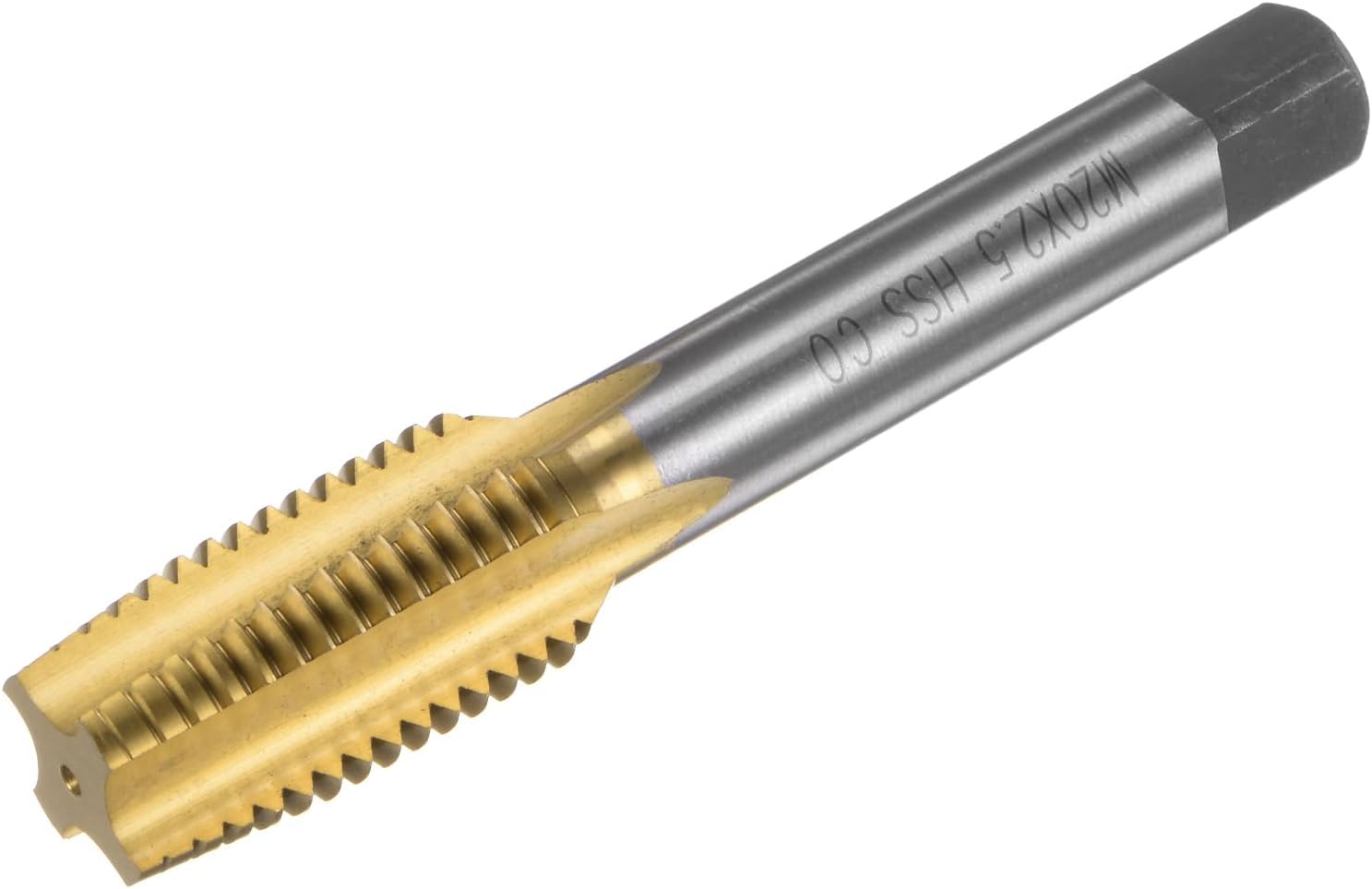 uxcell Grifo de rosca métrica M20 x 2.5 H2 recubierto de titanio HSS-CO (M35 de acero de alta velocidad) flautas rectas máquina roscado roscado