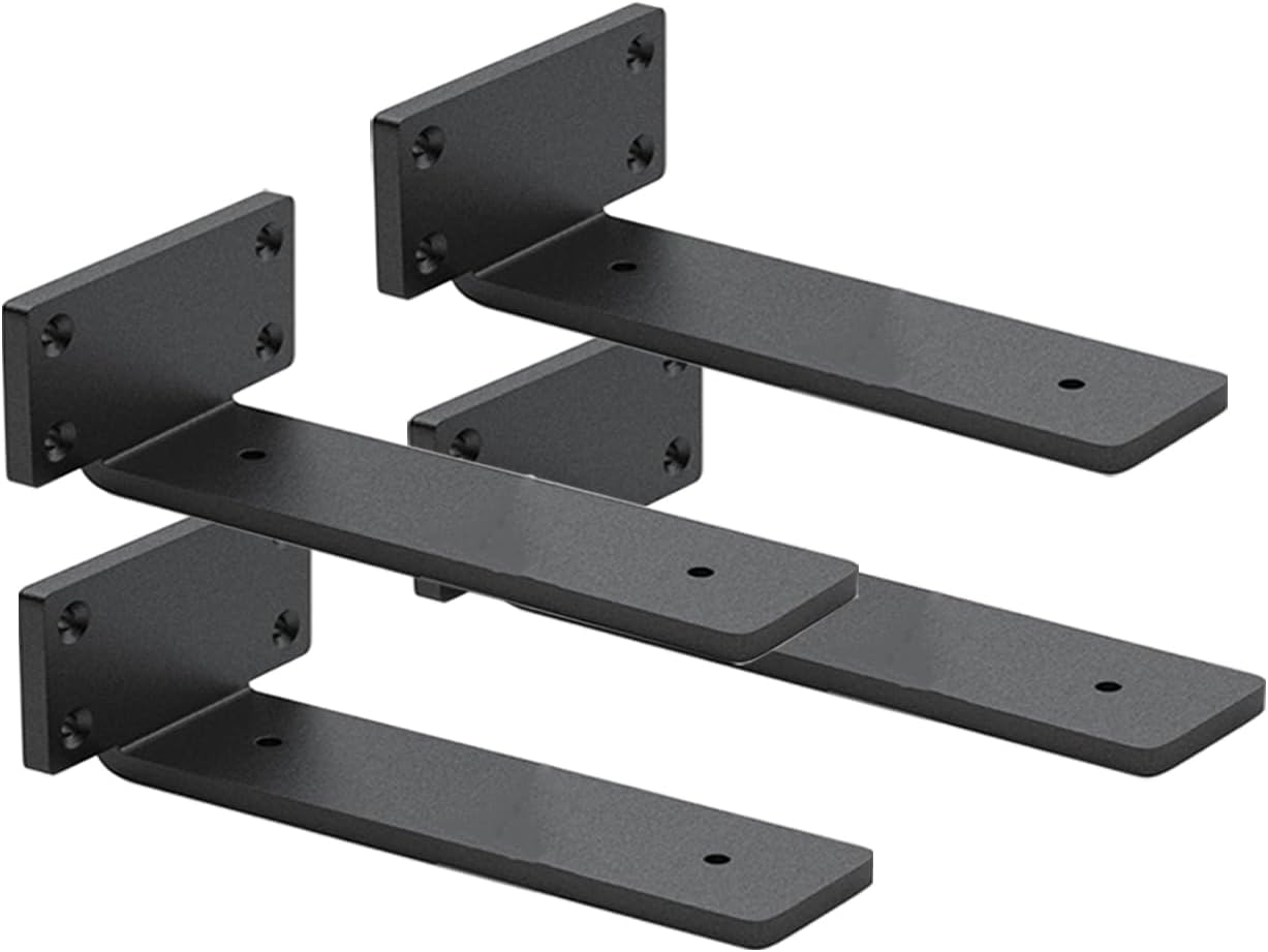 Paquete de 4 soportes de estante flotantes de 10 pulgadas, soporte de estante oculto de 15 pulgadas de grosor, soportes de metal de hierro para