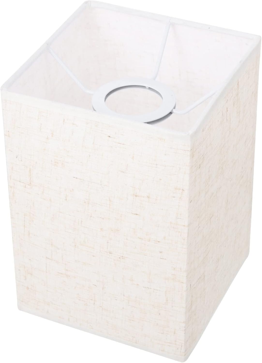 Baluue Pantalla rectangular de lino, pantalla de tela, pantallas de lámpara de araña con clip, cubierta de luz de repuesto para lámpara de mesa,