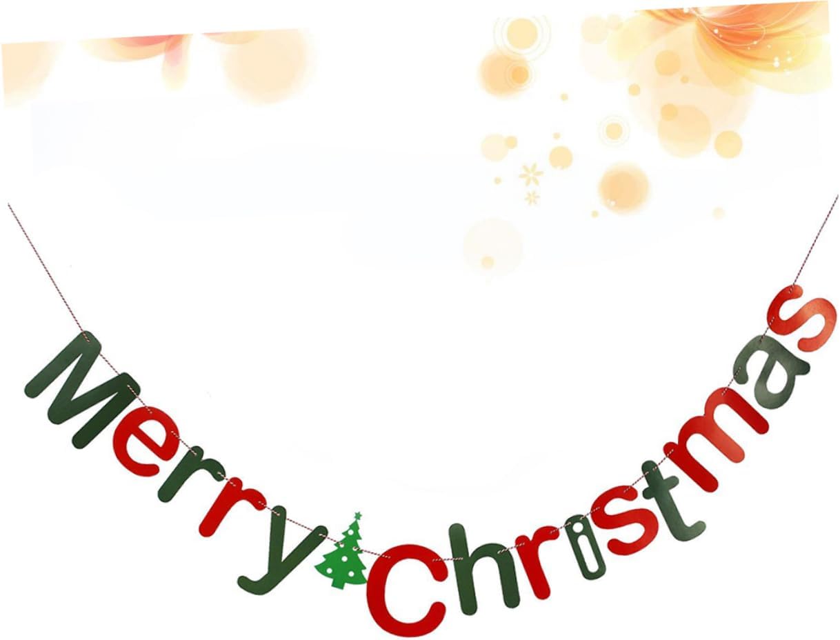 jojofuny 2 unidades de 3 banderines de Navidad Bandera de Navidad Bandera colgante de Navidad Cartel de fieltro de Navidad Cartel de Feliz Navidad