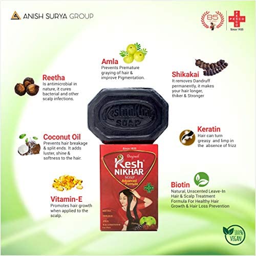 Kesh Nikhar – Jabón de fórmula avanzada, barra de champú sólido, jabón natural para el cuidado y limpieza del cabello, Amla, Reetha, Shikakai para