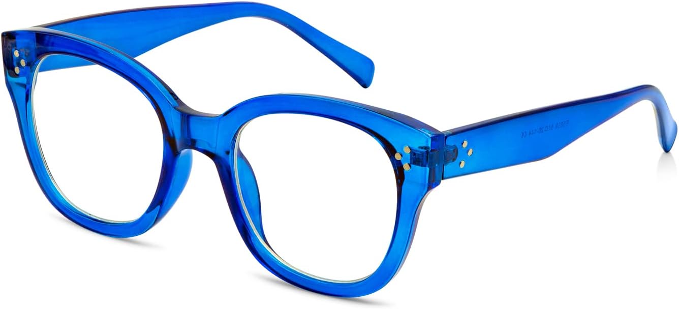 Lentes de luz azul de gran tamaño con marco atrevido para mujer, marcos de anteojos redondos para computadora para mujer
