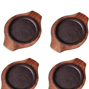 Zifron Wood Store Plato pequeño para servir postre Brownie Sizzler bandeja con base de madera, 5 pulgadas (4 piezas) Zifron Wood Store Plato pequeño para servir postre Brownie Sizzler bandeja con base de madera, 5 pulgadas (4 piezas)
