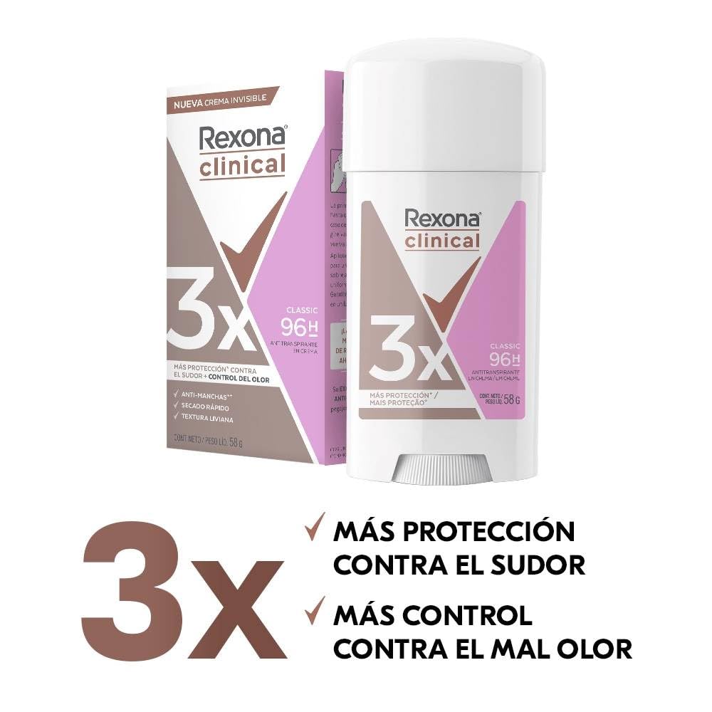 Antitranspirante en Crema Rexona CLINICAL Clean 58grms 96hrs