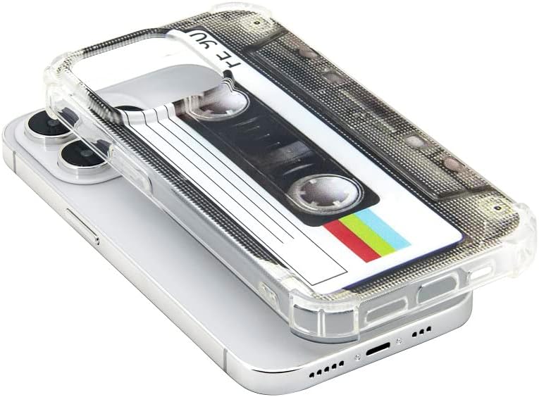 FAteamll Funda para iPhone 14 Pro, acabado mate, resistente, suave, con esquinas reforzadas, TPU suave, parachoques retro, funda de cinta de casete