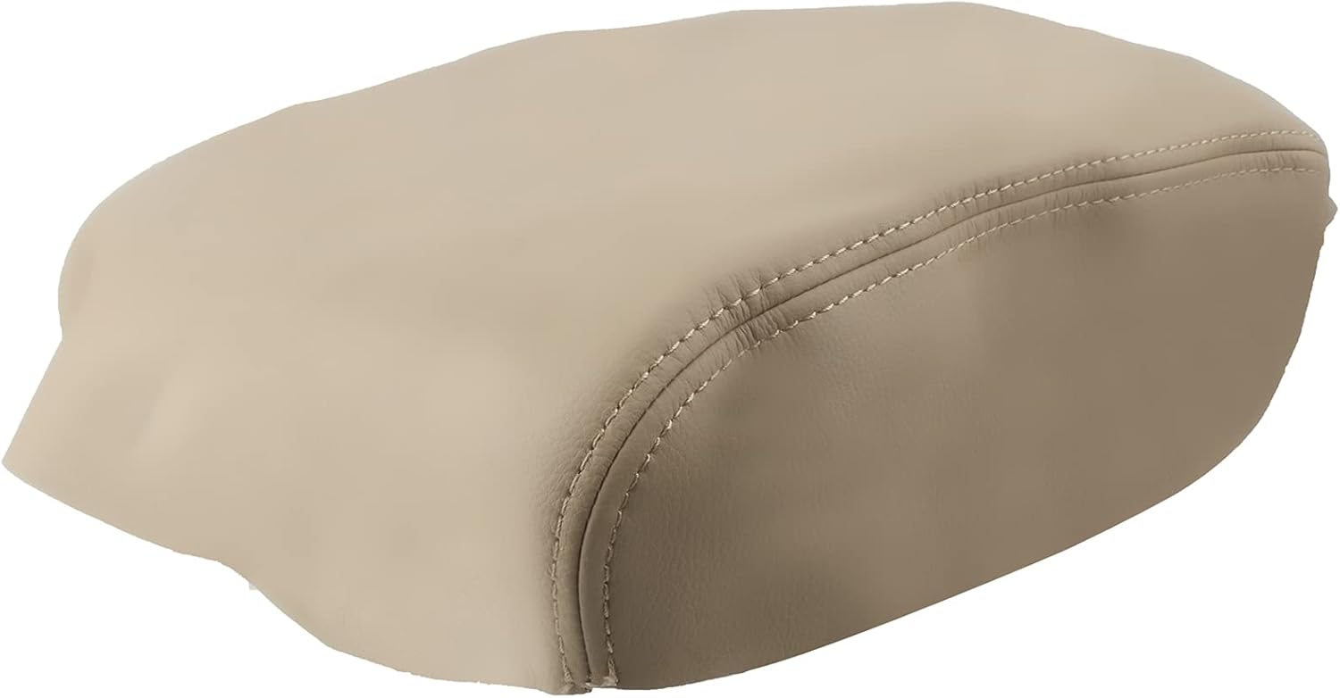 AUTOKAY Cubierta De La Tapa De La Consola Central Del Apoyabrazos De Cuero Se Ajusta Para Honda Pilot 2009-2015 – Beige Bronceado