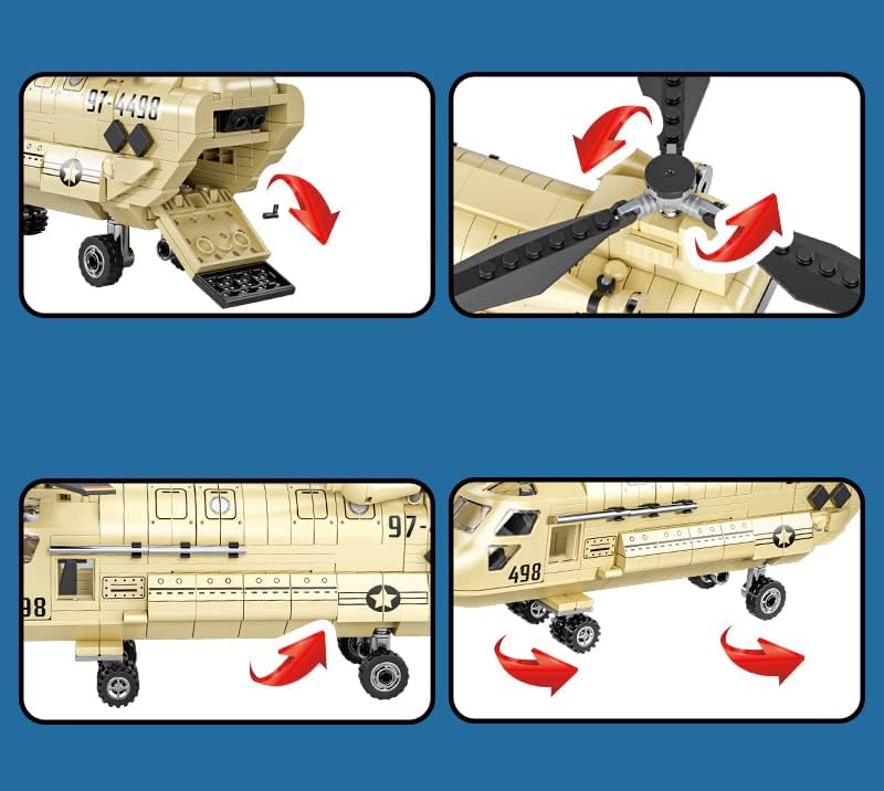 CH-47 Chinook Transport Helicopter Military Army Aircraft Building Blocks Sets451 Pieces Gift for Adults and Kids
