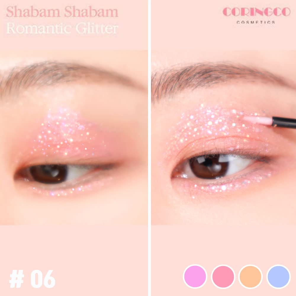 CORINGCO SET Sombra de ojos líquida para maquillaje con purpurina  Shabam Shabam Romantic Glitter Shadow K Beauty Makeup Shimmer (#06 Cherry Blossom