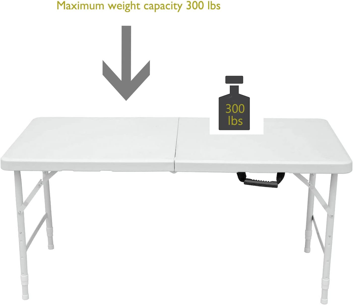 ICSPOID Mesa plegable de plástico portátil de 4 pies6 pies8 pies, mesa de comedor de picnic blanca y negra, plegable por la mitad para campamento,