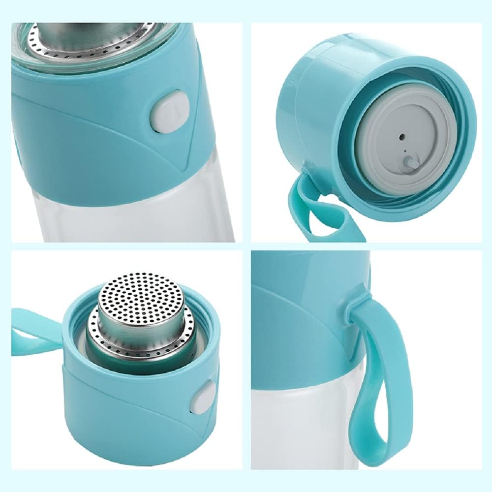Botella infusora de té de vidrio, vaso de té con infusor, vaso portátil de vidrio de borosilicato de doble pared, botella de agua de vidrio de 11.8