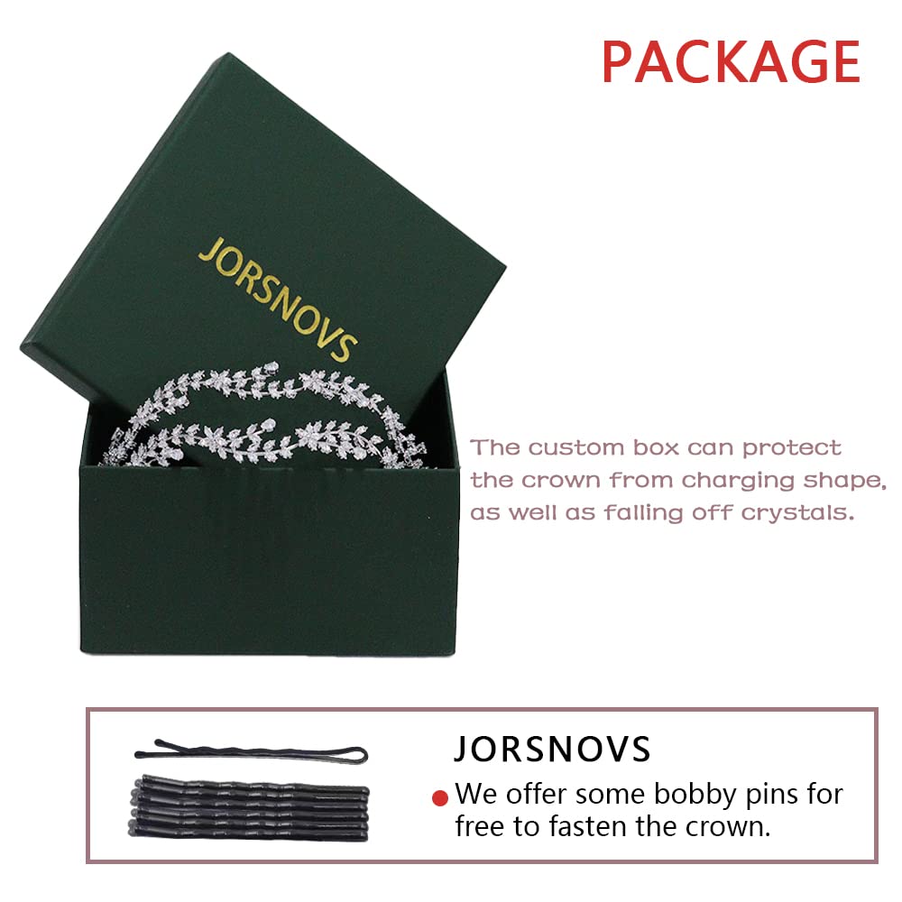 Jorsnovs Tocado de boda para novia hecho a mano con circonita cúbica transparente, accesorios para el cabello para mujer