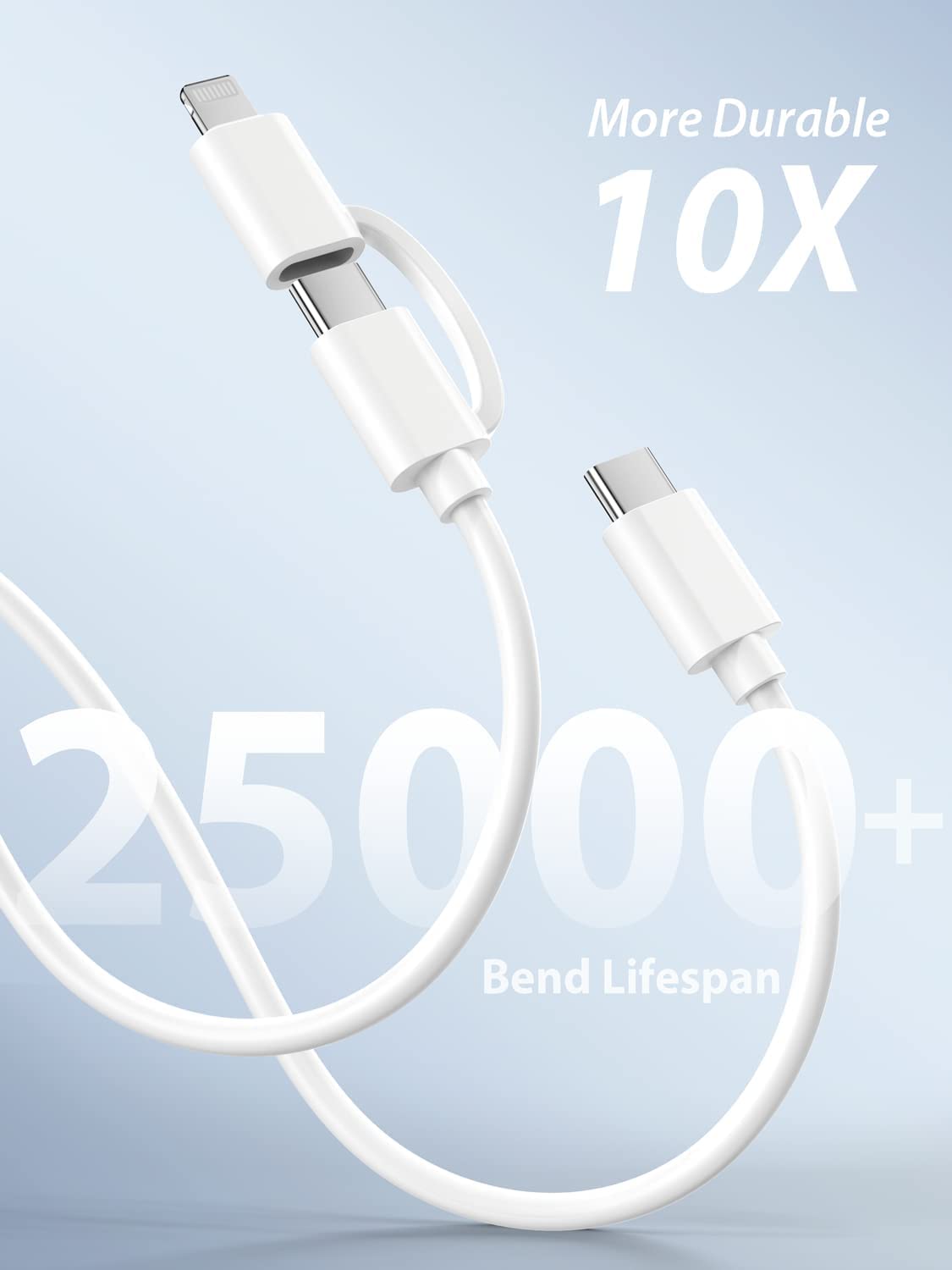 Quntis Cable USB C a CLightning 2 en 1, paquete de 2 cables de carga múltiple USB C de 6.6 pies para iPhone 15 certificado MFi, cable de carga