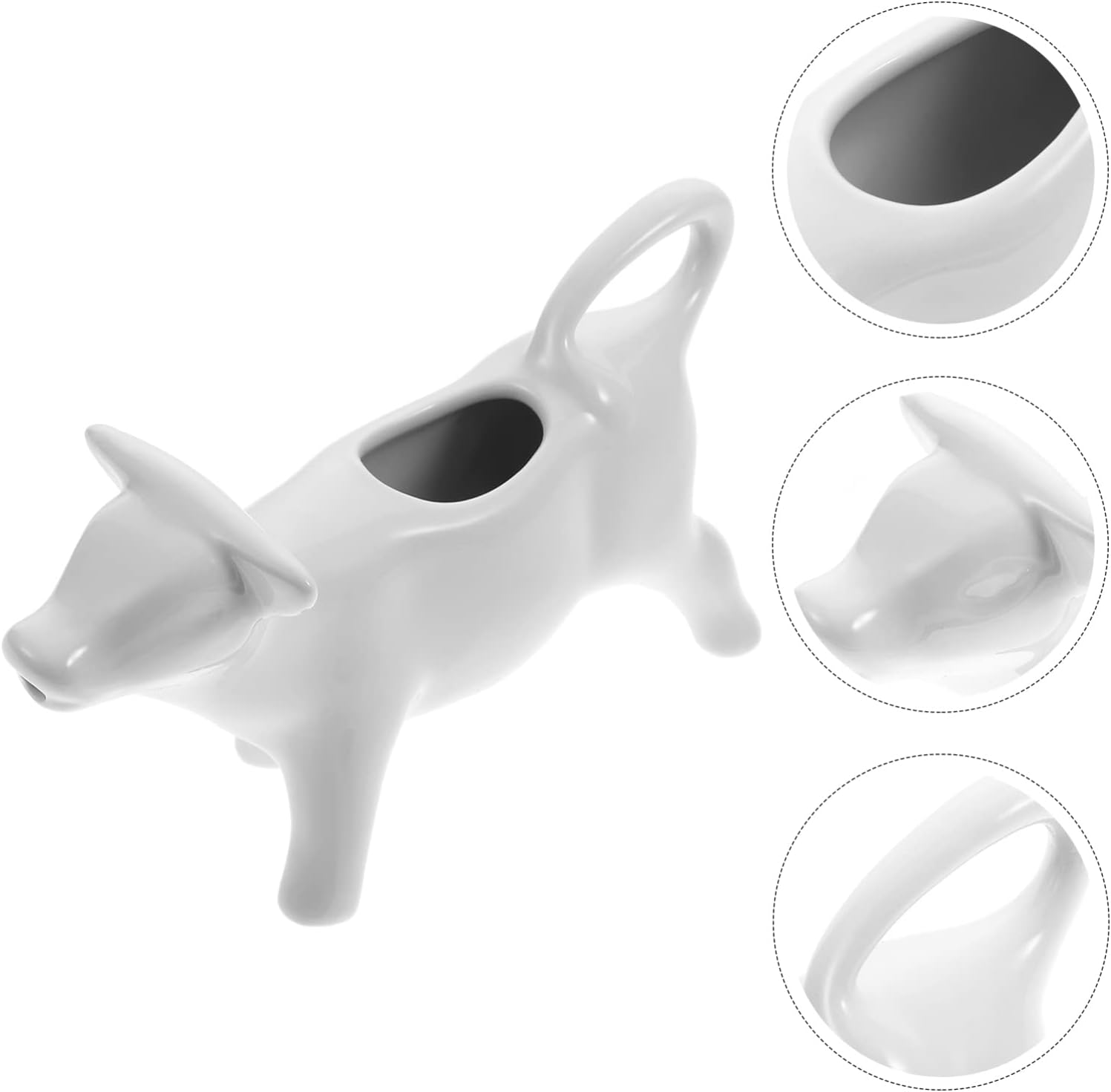 HEMOTON Jarra de leche de cerámica blanca con asa, soporte para salsa de hervidor de leche, jarra de leche, jarra de leche para café y leche (vaca