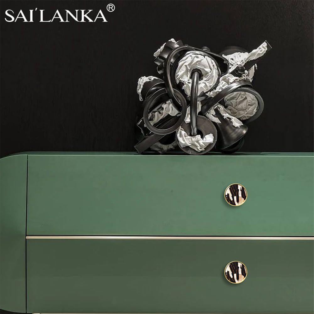 SAILANKA Paquete de 8 perillas de gabinete de conchas naturales, pomos para cajones, ganchos colgantes de latón, muebles de tocador, cocina,