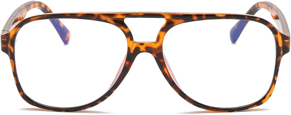 JOVAKIT Gafas de aviador con luz azul para mujeres y hombres, moda retro de los años 70, marco de aviador, gafas de ojo para computadora, antifatiga