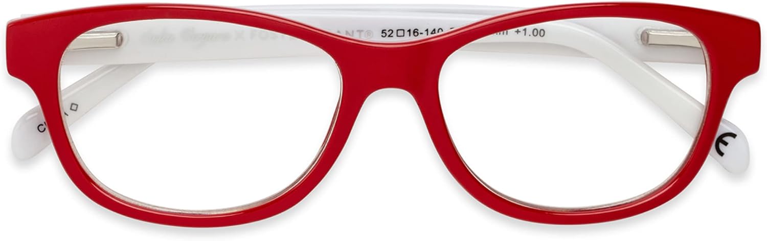 Sofia Vergara x Foster Grant Linda – Lentes de lectura con luz azul multienfoque para mujer, cuadrados, rojo, 2, Rojo –