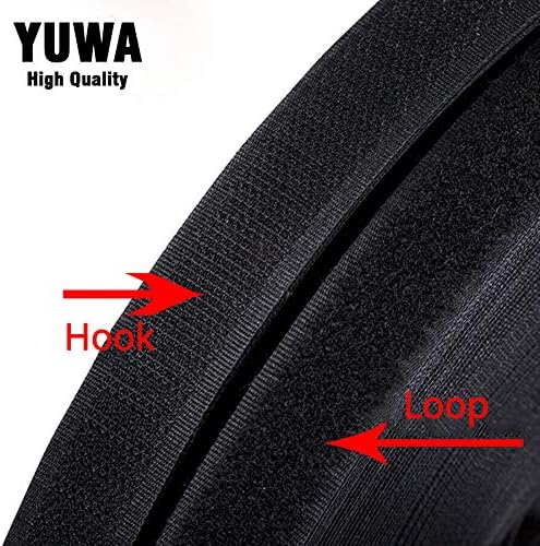 Yuwa Cinta mágica de velcro negra de 1 pulgada para coser, nailon para manualidades, no adhesiva (9 yardas) (negro)