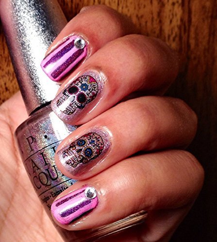 Surtido de calcomanías de calavera de azúcar #1 para arte de uñas, calidad de salón