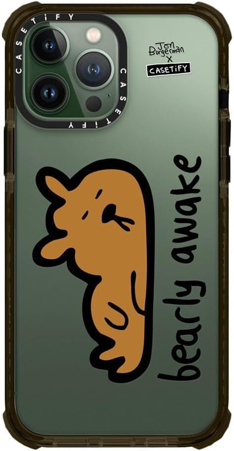 CASETiFY Funda Ultra Impact para iPhone 13 Pro Max – Bearly Awake – Negro transparente