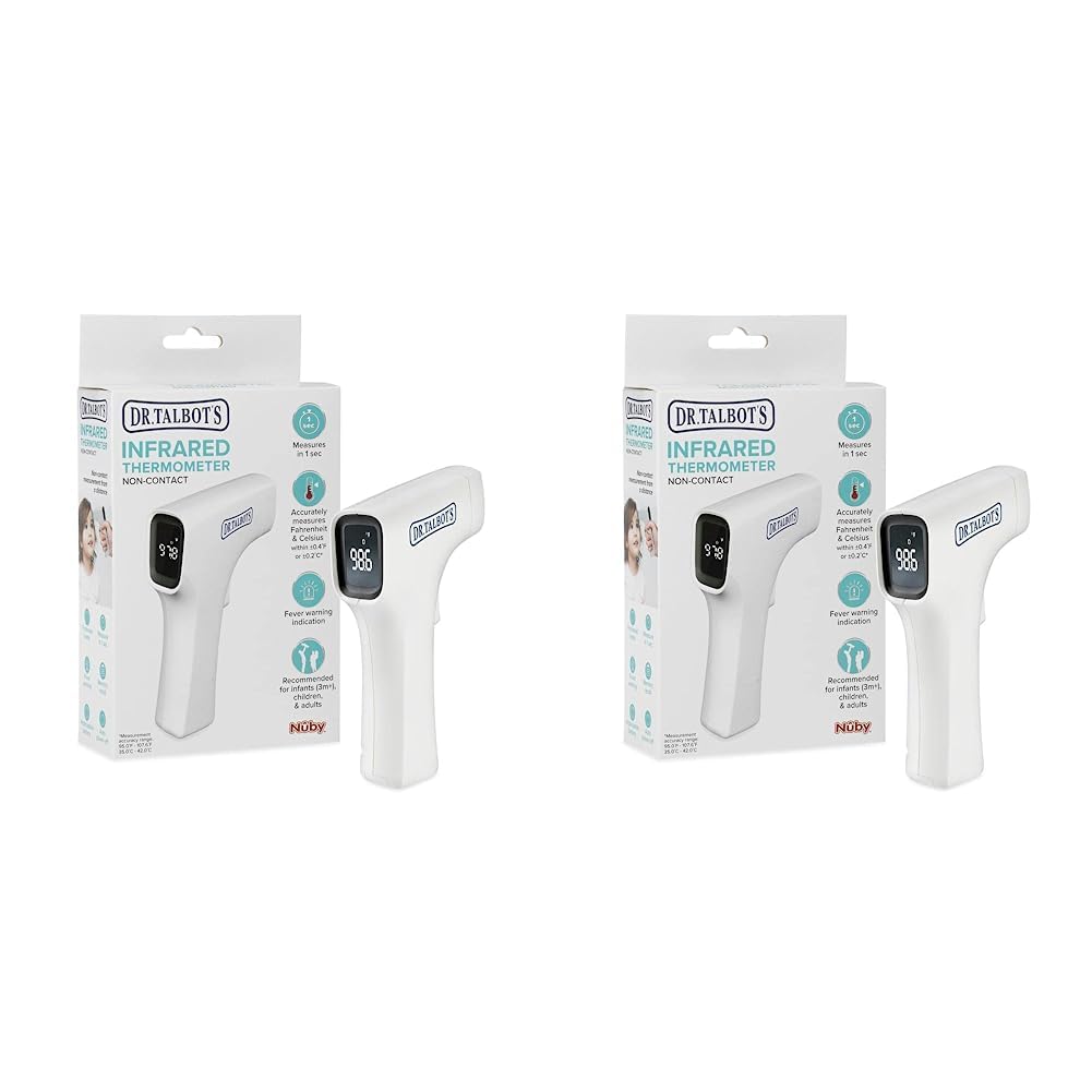 Dr. Talbot’s Easy Handle – Termómetro infrarrojo sin contacto con pantalla LED, indicador de advertencia de fiebre, lectura precisa en 1 S para