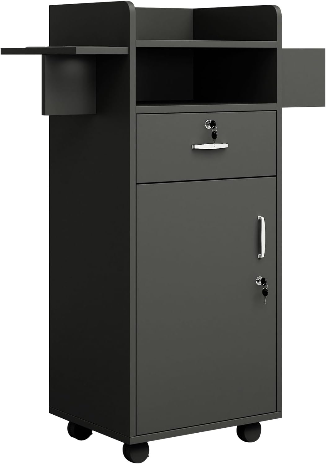 Estaciones de peluquería para estilistas, gabinete de peluquería para estilista con cajones de bloqueo y 6 fundas de herramientas, equipo de salón