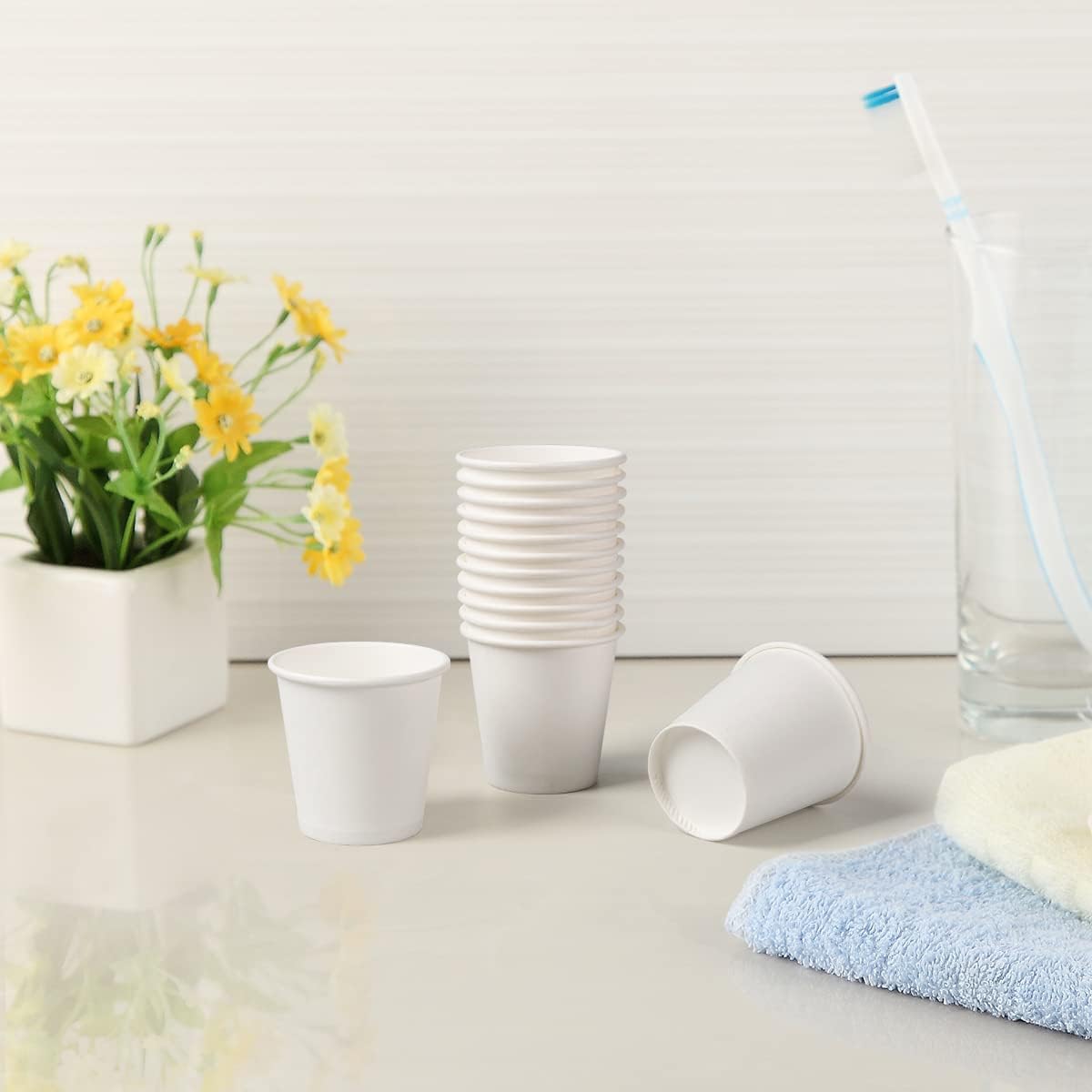 PakTalk Paquete de 400 vasos de papel de 3 onzas líquidas, tazas de café expreso blanco, vasos desechables para lavamanos, tazas de papel pequeñas