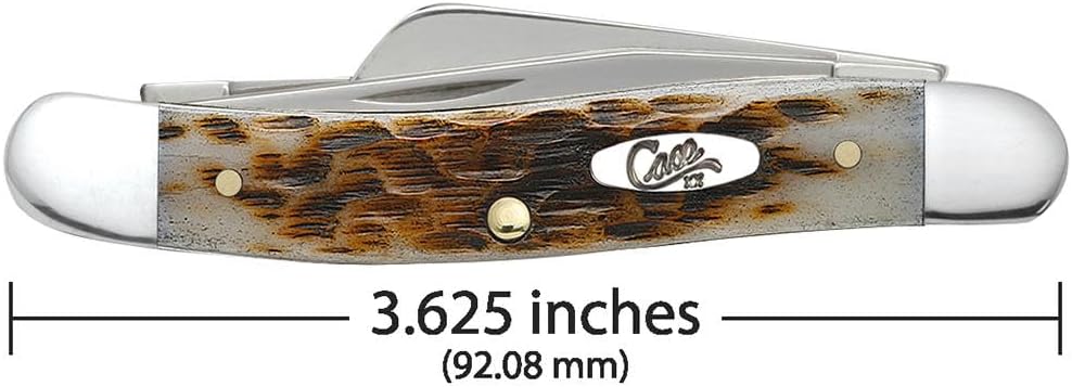 Case XX WR – Navaja de bolsillo mediana con mango de hueso auténtico, cuchillas de acero inoxidable, longitud cerrada 3 58 pulgadas (hueso ámbar con