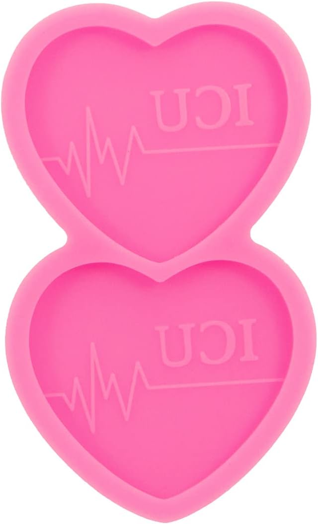 Heartbeat – Molde de resina de silicona con forma de latido de corazón de 2 cavidades, molde de carrete de insignia, molde de resina para exposición